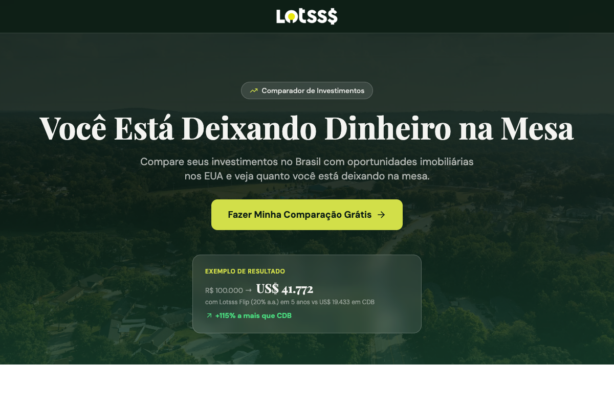 LOTSS$ Investment Comparator — free tool to compare Brazil vs USA investments