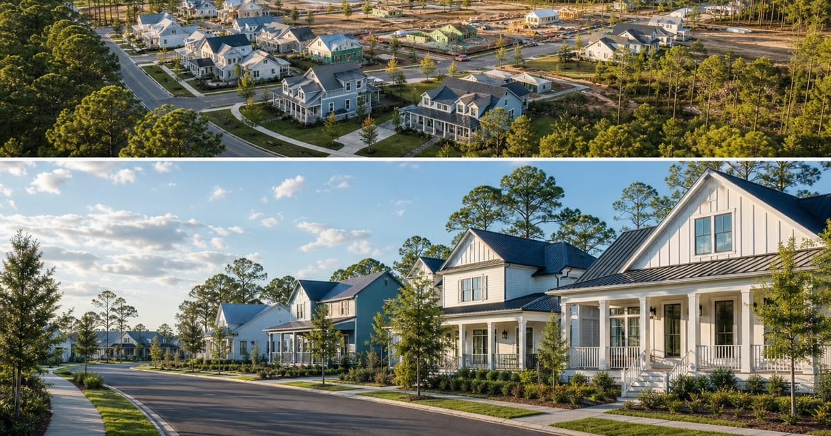 Editorial photograph illustrating: Bayside Park: 800 Affordable Homes Transforming Hancock County
