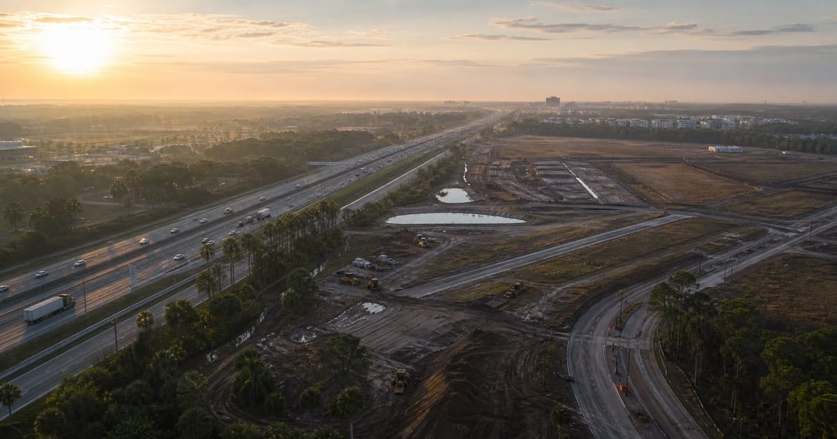 Editorial photograph illustrating: Why Florida's Interstate Corridor Land is the Smartest Investment of 2025