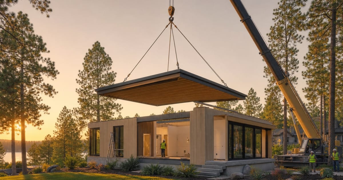 Editorial photograph illustrating: The Rise of Modular Homes in America: What Investors Need to Know